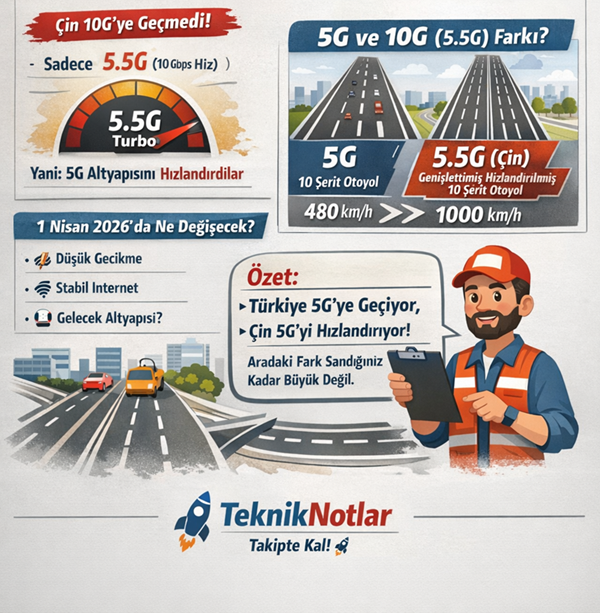 5G ve 5.5G farkını anlatan otoyol şeridi analojisi. Çin 10G hızı ve Türkiye 5G altyapısı karşılaştırması